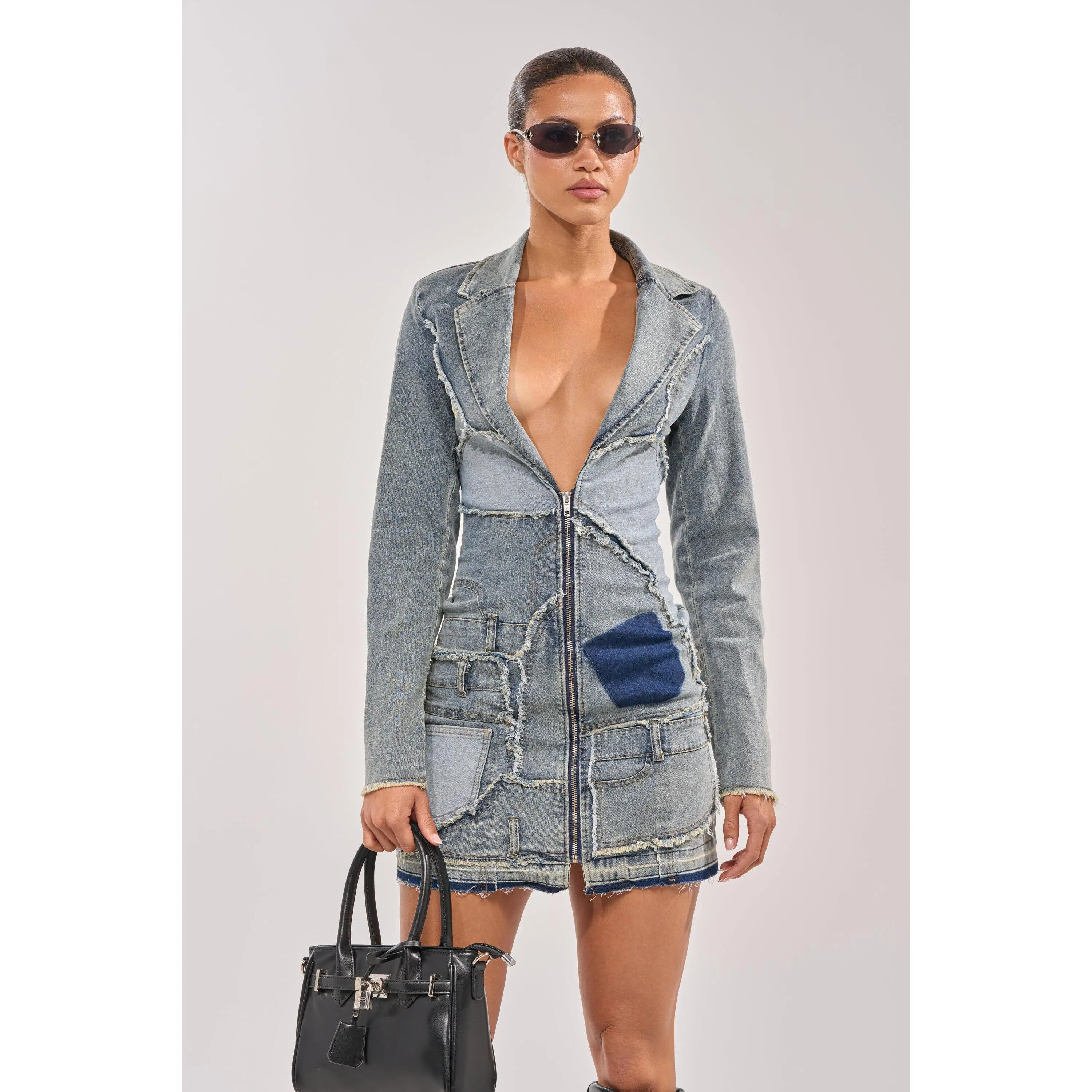 BURNING BLUE BLAZER DENIM MINI DRESS