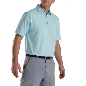FootJoy 18 Holes Print Lisle Self Collar Men's Golf Polo (Previous Season Style)