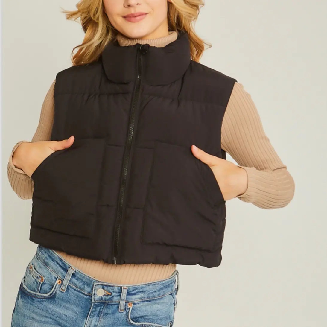 Cropped Puffer Vest