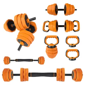4-In-1 Adjustable Dumbbell Set (44/LB) - Convertible to Barbell, Kettlebell & Push Up Stands, Home Gym Equipment for Men & Women