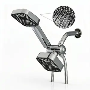 Lightweight ABS Shower Head Combo – Dual Rain & Handheld Shower System with Long Hose and 3-Way Water Diverter
