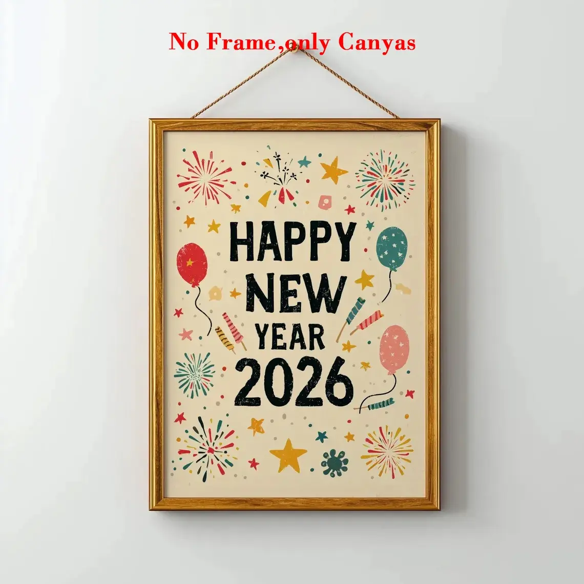 2026 Happy New Year Poster, Vintage Celebration Wall Art, Fashionable Posters for Bedroom & Living Room Decor, Chinese New Year Gift
