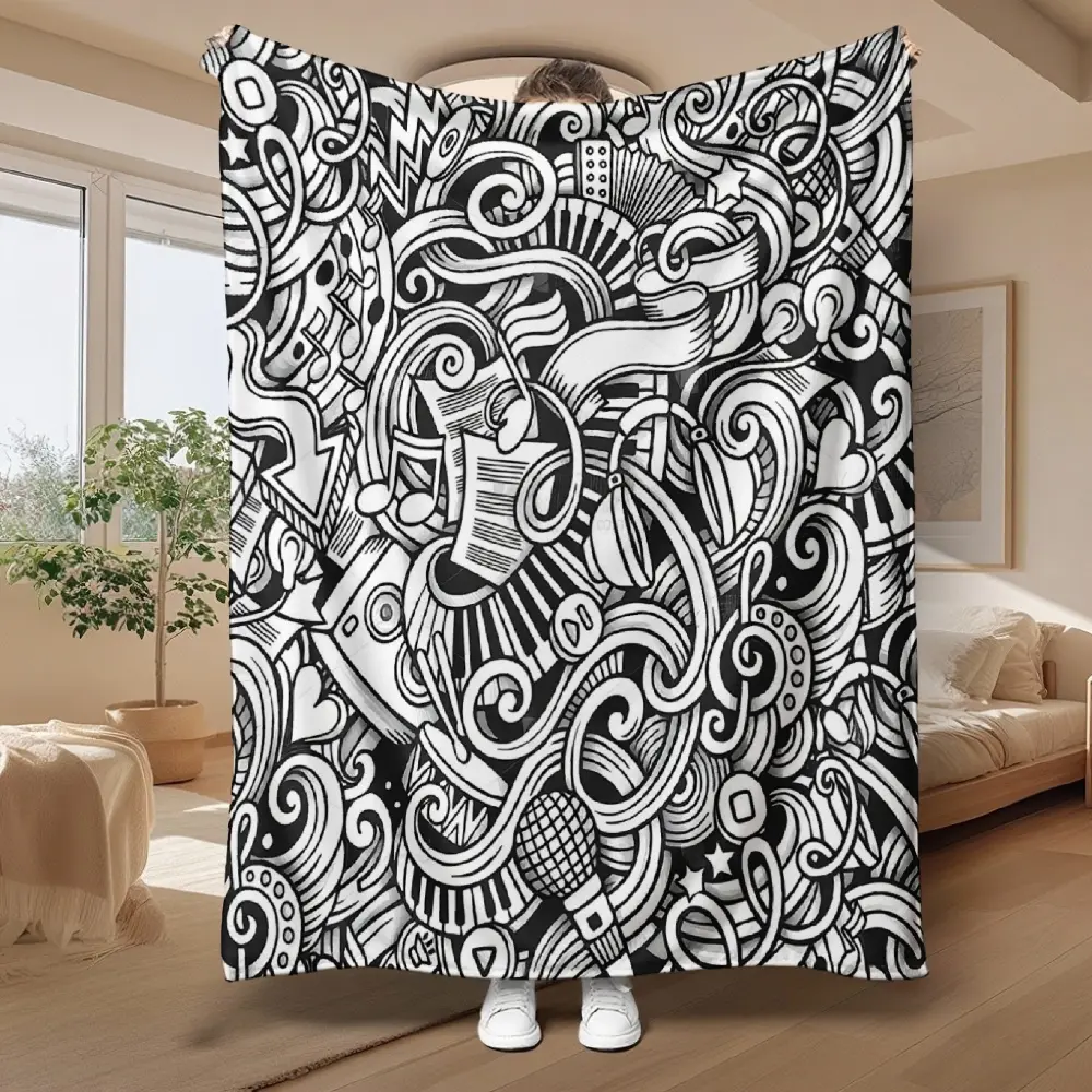 DIY Music Throw Blanket Shawl, Soft Blanket Throw for Adults, Comfortable Textile, Creative Home Decor, Ideal Anniversary or Birthday Gift, Throw Blankets