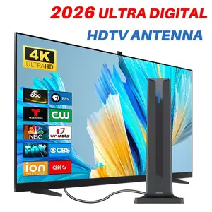 Smart indoor digital TV antenna, 360° long-range reception of HD local TV channels, for indoor use and RVs, with a magnetic base for stability, compatible with cable/satellite connections