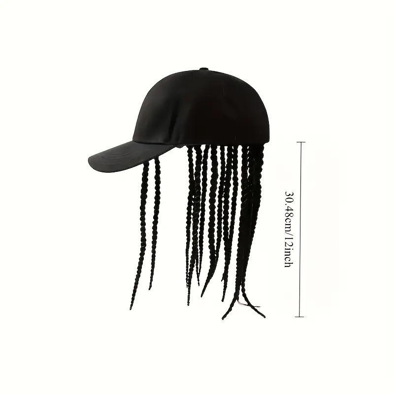 Hip-Hop Punk Baseball Cap with Braided Dreadlock Wig Adjustable Snapback High-Temperature Fiber Black Brown 35.05cm 44.96cm for Motorcycle Style Urban Fashion