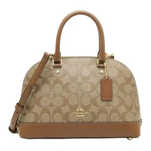 COACH Sierra 26 Monogram Leather Clamshell Handbag for Women, Crossbody and Shoulder Bag, Brown