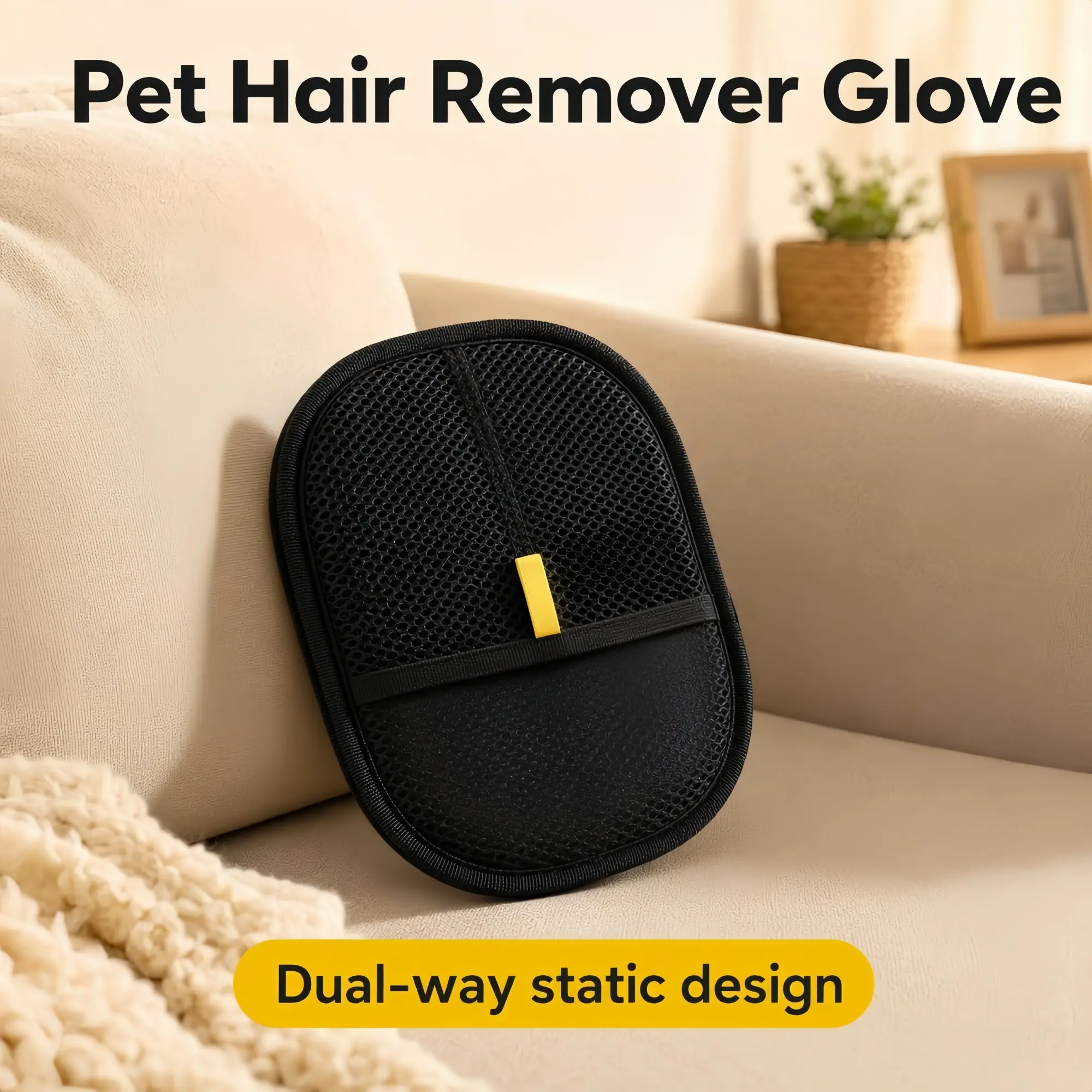 Pet Hair Remover Glove, Dual-Way Static Pet Hair Removal Mitt with Honeycomb Breathable Mesh, Reusable Lint Remover Glove for Couch, Furniture, Clothes, Carpet, Car Seats & Cat Dog Tree, Comfort Hand Pocket Design No Hand Irritation