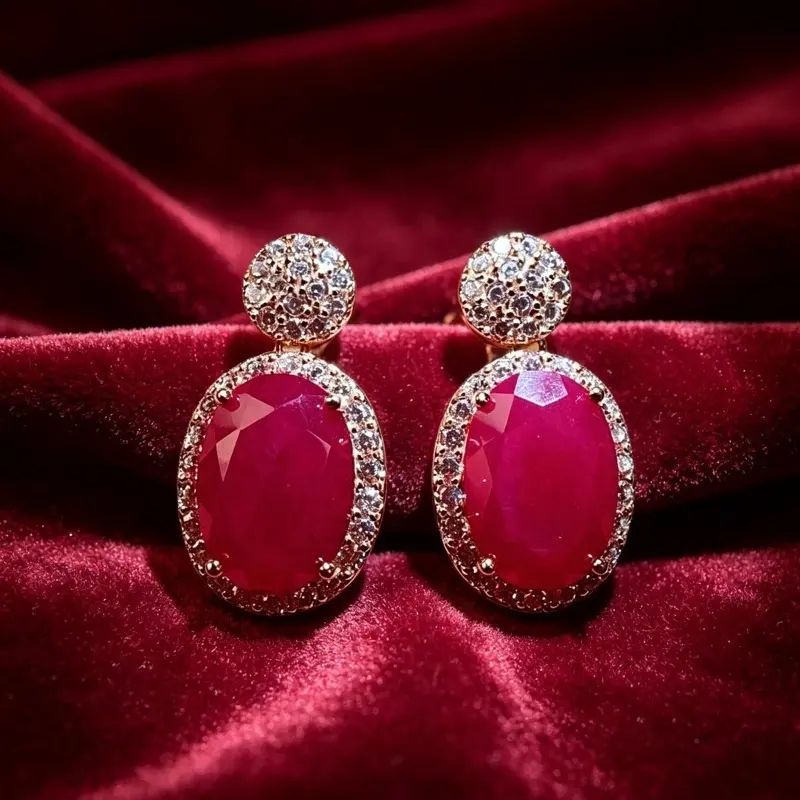 <PingEast Jewerly>Ruby earring--925 Sterling Silver Rose Gold  Crafted in 925 sterling silver with a romantic rose gold finish, these elegant earrings feature natural pink rubies from the famous Mogok mining area of Myanmar. Delicate, graceful