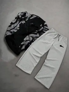 Men's Zipper Letter Graphic Jacket Set, Outdoor Windbreaker Parka Coat, Straight Leg Sport Pants, Fashion Streetwear, Sweatsuit Matching Set