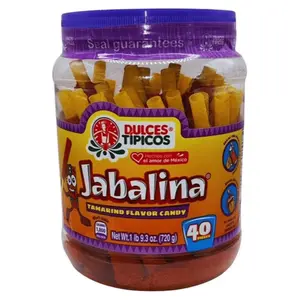 Straw Candy Dulces Tipicos Jabalina Tamarind Flavor Candy 40 Individually Wrapped Pieces 25.3 oz Jar Mexican Snack