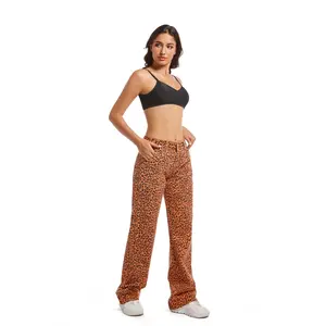 PinkyMoor Stylish Leopard Print Pants – Loose Straight-Leg, Wide Fit, Mid/Low Rise, Plus and Regular Sizes