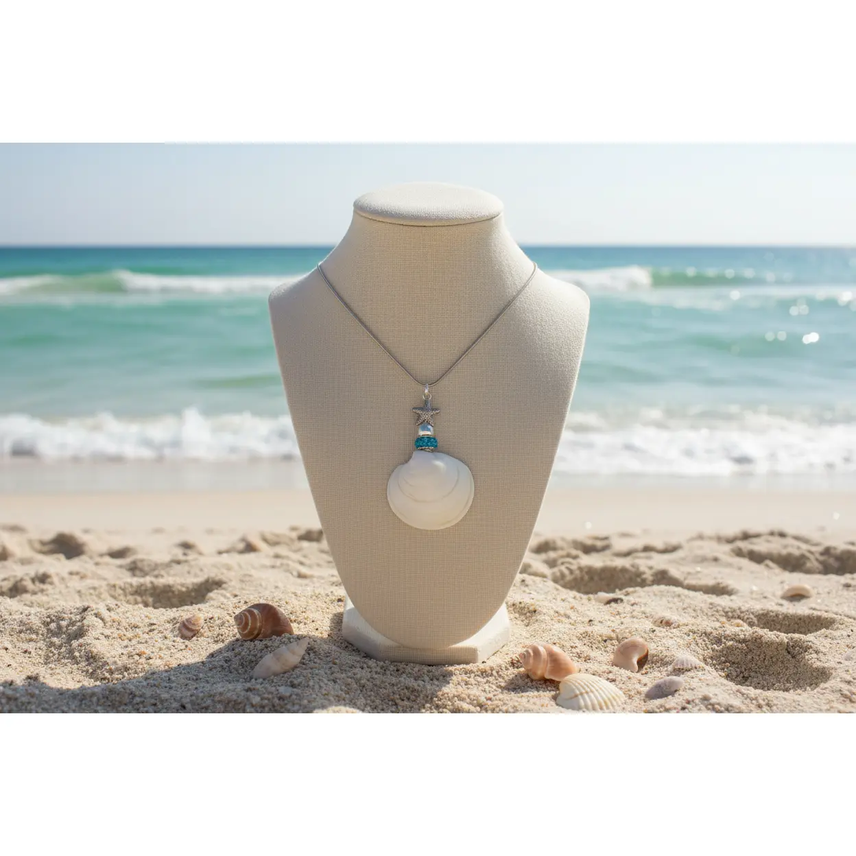 Starlight Buttercup Shell Necklace, Shell Accent Beaded Statement Aesthetic Necklace for Coastal Outfits, Beaded Necklaces, Statement Necklaces