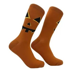 Women's Jack O Lantern Socks Funny Sarcastic Halloween Graphic Novelty Footwear For Ladies Funny Graphic Socks Comfortable Fitted Spandex Cotton