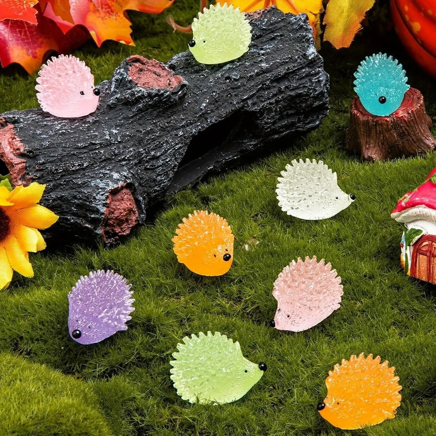 12/24/36Pcs Mini Resin Hedgehog Miniature Hedgehog Ornament Charms, Tiny Hedgehog Figurines Resin Small Animals for DIY Craft Garden Landscape Potted Plant Aquarium Garden Accessories Decoration, Resin Animal Sculptures