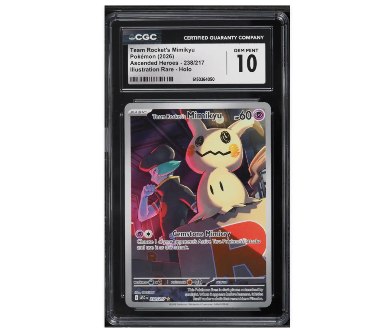 2026 Pokemon Mega Evolution Ascended Heroes IR, Team Rocket's Mimikyu #238, CGC 10 GEM MINT Trading Card Collectible Cards Rare Collectible Cards
