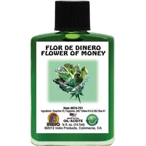 Indio Flower of Money Oil 1/2oz (Aceite Flor de Dinero) to attract wealth, prosperity, success, fortune