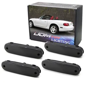 iJDMTOY JDM Smoked Lens Front/Rear Side Marker Light Housingw/ Wiring Harness For 1990-2005 Mazda Miata MX-5 NA NB