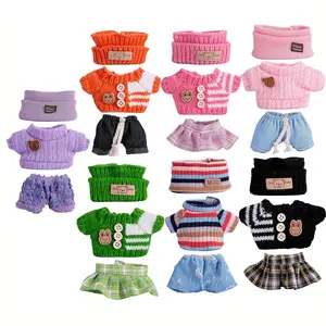 7 sets clothes for Labubu,Labubu Outfits,Clothes Set for 17cm Lububu Doll,3 Piece Set Hat Clothing for LA BUBU, Stylish Adorable Accessories (No Doll&Shoes)