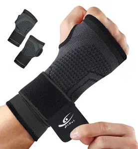 HiRui 2-Pack Wrist Brace Wrist Wraps, Hand Compression Sleeves with Wrist Straps Support for Fitness Weightlifting MTB Tendonitis Carpal Tunnel Arthritis Pain Relief (Black, Small)