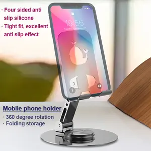 Portable 360 degree rotating foldable metal phone holder
