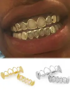 Fashion Glossy Hollow Out Hip Hop Rap Teeth Decorations, Tooth Gems, Unisex Party Accessories, Perfect for Men & Women, Trendy Jewelry Set