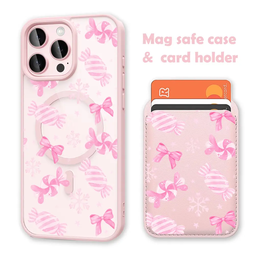 MagSafe Snap-On Pink Candy Smartphone & Cellphone Case with Card Holder Wallet for Busy Users - Durable Magnetic Hold, RFID Protection, Shockproof TPU Casing, Scratch-Resistant Camera Protector for iPhone 16 Pro Max, iPhone 17 Mobile Accessories