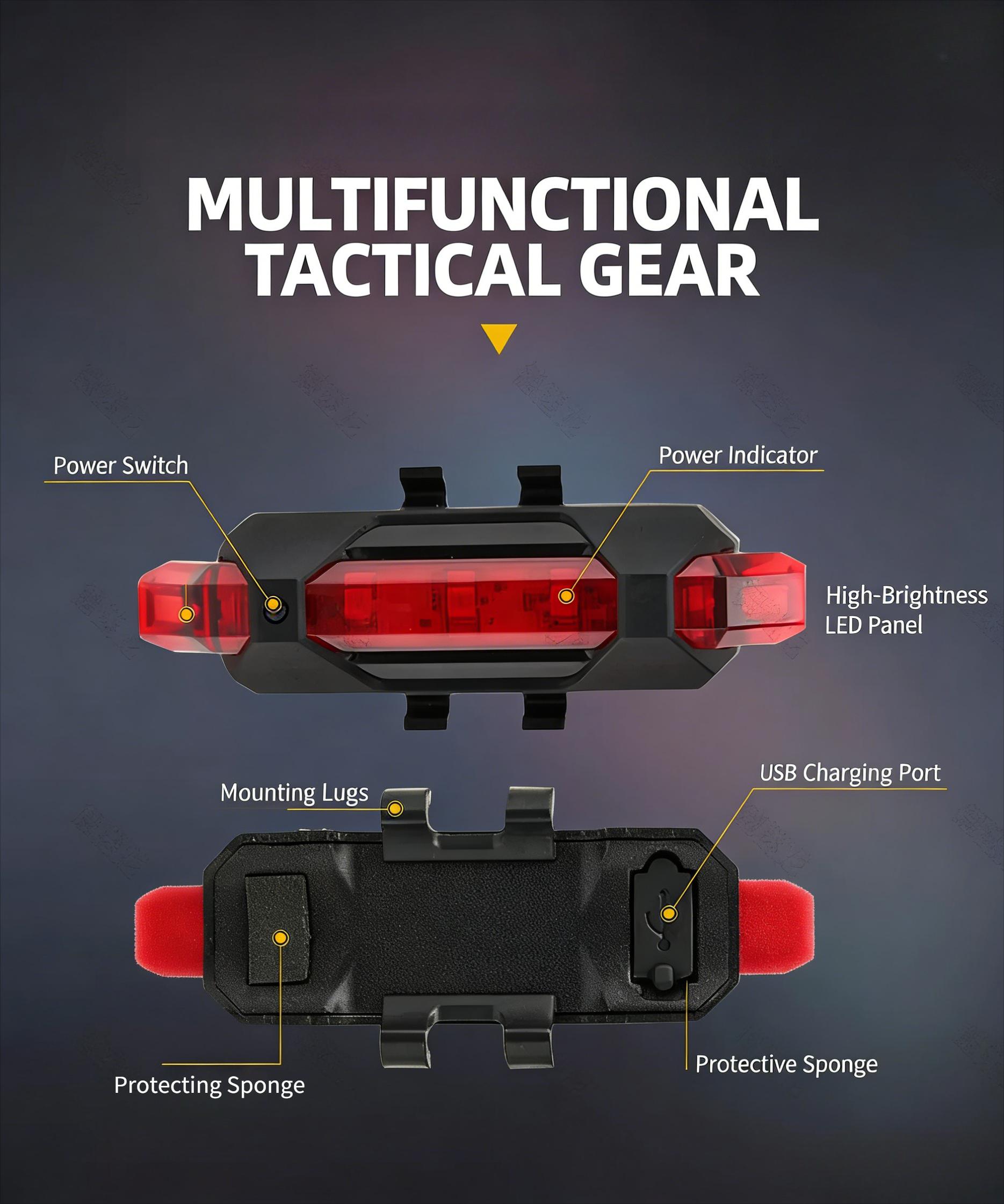 Two LED bicycle taillights, USB charging monochrome (red/color) taillights, easy to install, suitable for mountain bikes and road bikes