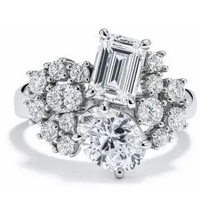 BERRICLE Sterling Silver Cluster Statement Cocktail Ring for Women, Cubic Zirconia CZ