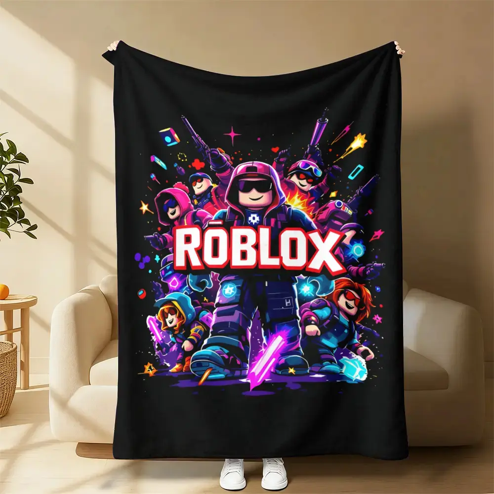 Roblox Character Print Fleece Throw Blanket - Soft Plush Bedding for Sofa, Bed Use, Home Decor & Birthday Holiday Gift for Game Fans Collectors