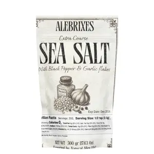 Alebrixes - Extra Coarse Sea Salt, Black Pepper & Garlic Flakes - Sal de Grano Extra Grueso con Pimienta Negra Entera y Hojuelas de Ajo | Ideal for Salt Grinder - Ideal para Molinillo | Great for Seasoning Meat, Salads & Soups | Imported from Mexico