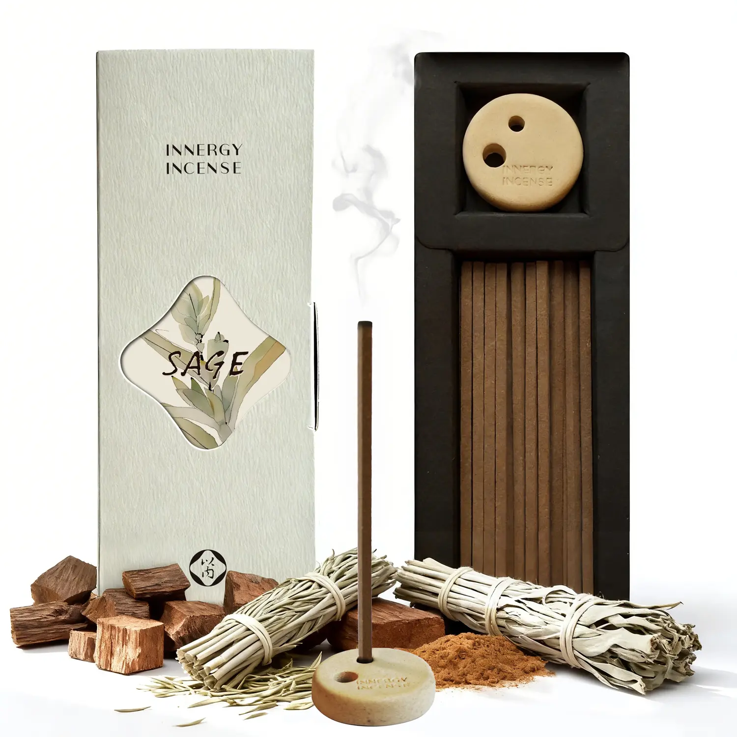 Sage Incense Sticks, Fresh Herbal Aroma, All Natural, No Bamboo Core, 50 Count – Innergy