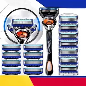 High-Quality Five-Layer Manual Shaver, Stainless Steel Blades, 1 Handle + 24-48 Blades, Universal Head, Washable, Men's Grooming Tool, Razors Set