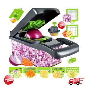 Vegetable Chopper, 13 in 1 Multifunctional Food Chopper, Pro Onion Chopper, Veggie Chopper with Container, Chopper Vegetable Cutter for Salad Potato Carrot Garlic for Kitchen