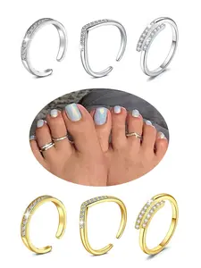 Women's Elegant Rhinestone Decorated Toe Rings, Exquisite Trendy Toe Rings, Fashionable Body Jewelry for Women & Girls, Toe Adornment Set