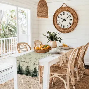 One table runner ,  serves as a tabletop decoration. Made of polyester fiber, it's a modern - style home decor item suitable for dining rooms, living rooms, kitchens, and outdoor spaces. Long Table Runner Kitchen Linen table  runners  for  event