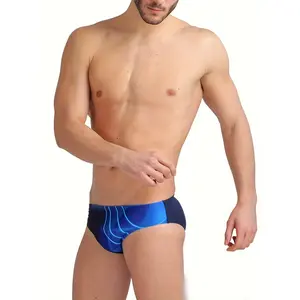Men's Sexy Low Waist Swimming Trunks, Anti-light, Anti-embarrassment, Stripe Stitching Design