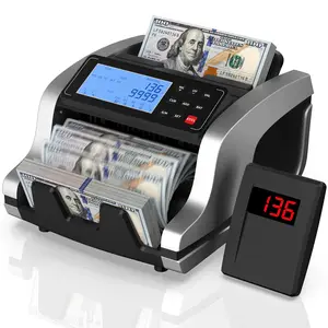 PONNOR Money Counter Machine with UV/MG/IR/MT/DD Detection for Fake Bills, LCD Display, Coin Box, COUNT/ADD/BATCH/AUTO Modes, Silent Operation, 1200 Notes/Minute