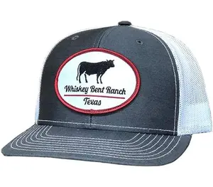 WHISKEY BENT HAT CO. Whiskey Ranch Livestock Cattle Adjustable Snapback Hats (US, Alpha, One Size, Gray White Cattle Patch)