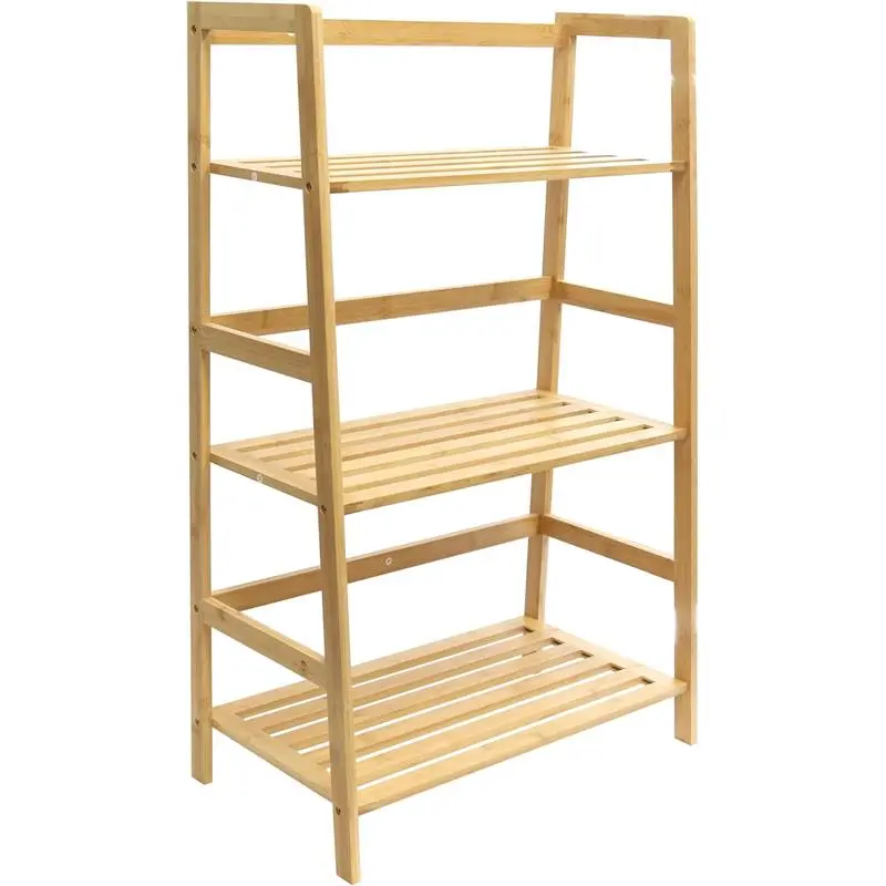 Bamboo 3-Tier Bookcase, Storage Rack, Plants Stand Display Shelf, Perfect Multi-Functional Book Shelf and Storage Rack for Living Room, Bedroom, Kitchen, Office