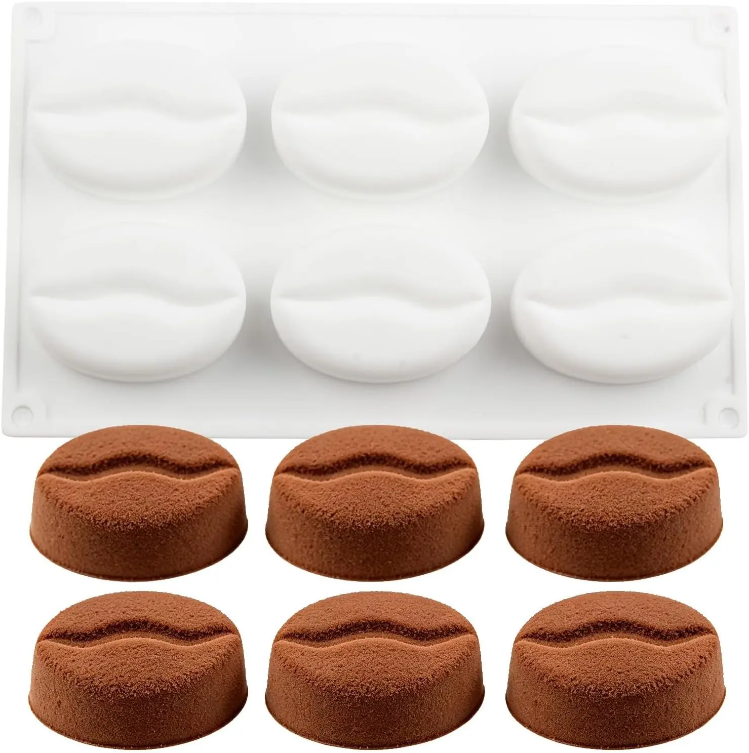 6 Cavity Coffee Bean Silicone Chocolate Molds | For Candy Chocolate Mousse