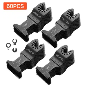 VEVOR 60PCS Oscillating Saw Blades Japanese Teeth, Universal Quick Release Oscillating Multi Tool Blades, Multitool Tool Blades for Wood Plastic PVC, Compatible with Dewalt Milwaukee Bosch Craftsman