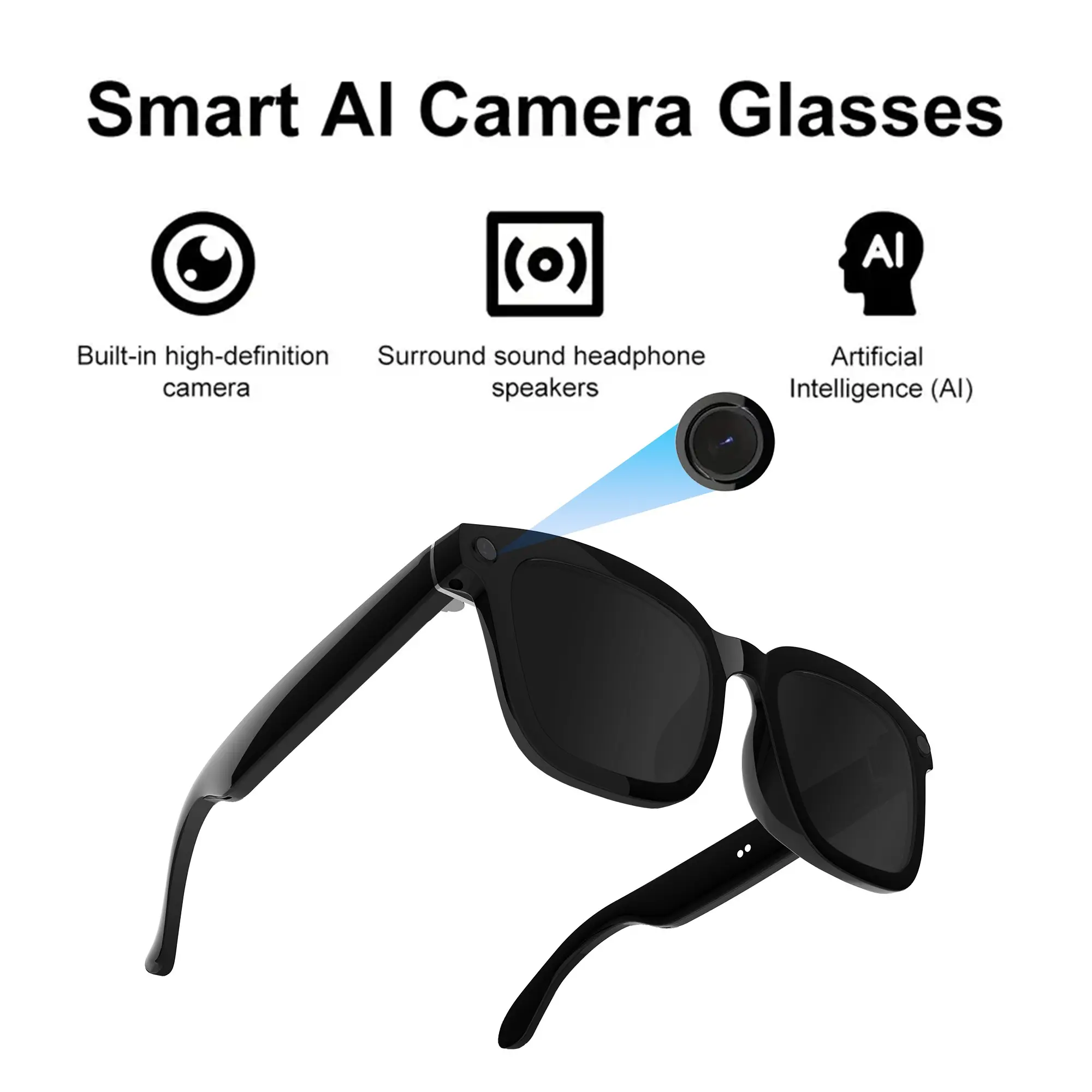 Ultra-Light Smart Sunglasses with Speakers, 40g Lightweight Bluetooth 5.3 Glasses with Open-Ear Audio, Touch Control for Outdoor and Daily Commute
