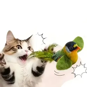 Interactive Cat Toy with Realistic Meow Sound, Artificial Feathers, Soft Feather Stick, Handmade Design, Perfect for Solo Play and Hunting Fun