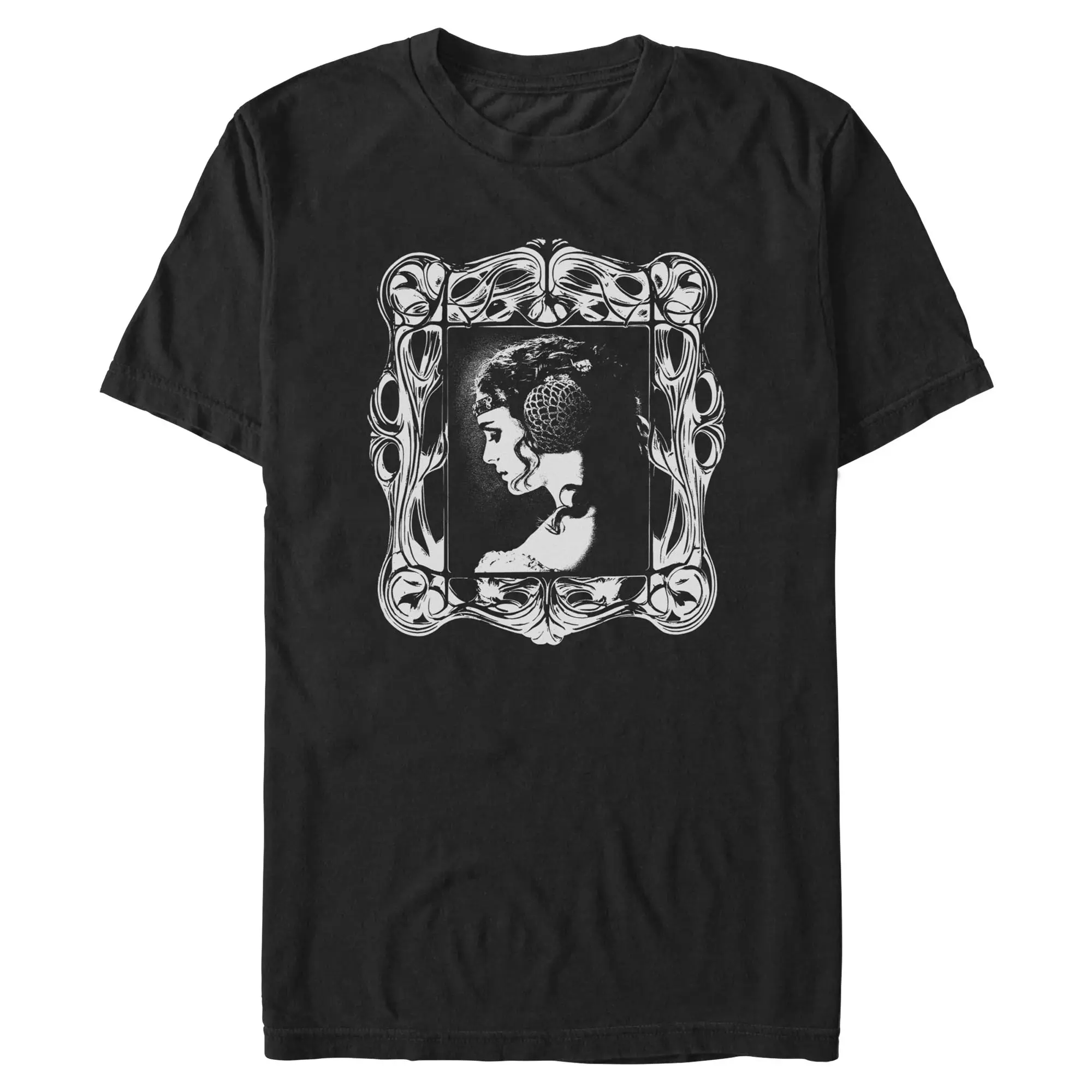 Men's Short-Sleeve Round Neck Star Wars Themed Top - Framed Padme Profile & Luke Skywalker Graphic Casual Tee