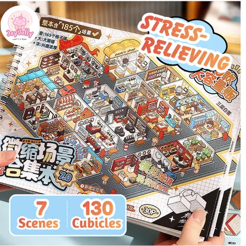 Joyjolly Telado Version 7 Cubicle-Themed Sticker Album - 7 Big Scenes, 130 Cubicles, Unisex DIY Craft Kit, Scrapbook Supplies, Collage Decorative Stickers, Stress-Reducing Relaxing Activity Gift