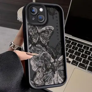 Butterfly Pattern Phone Case, Decorative Phone Protector Cover, Phone Accessories Compatible with iPhone 11 12 13 14 15 Pro Max Series