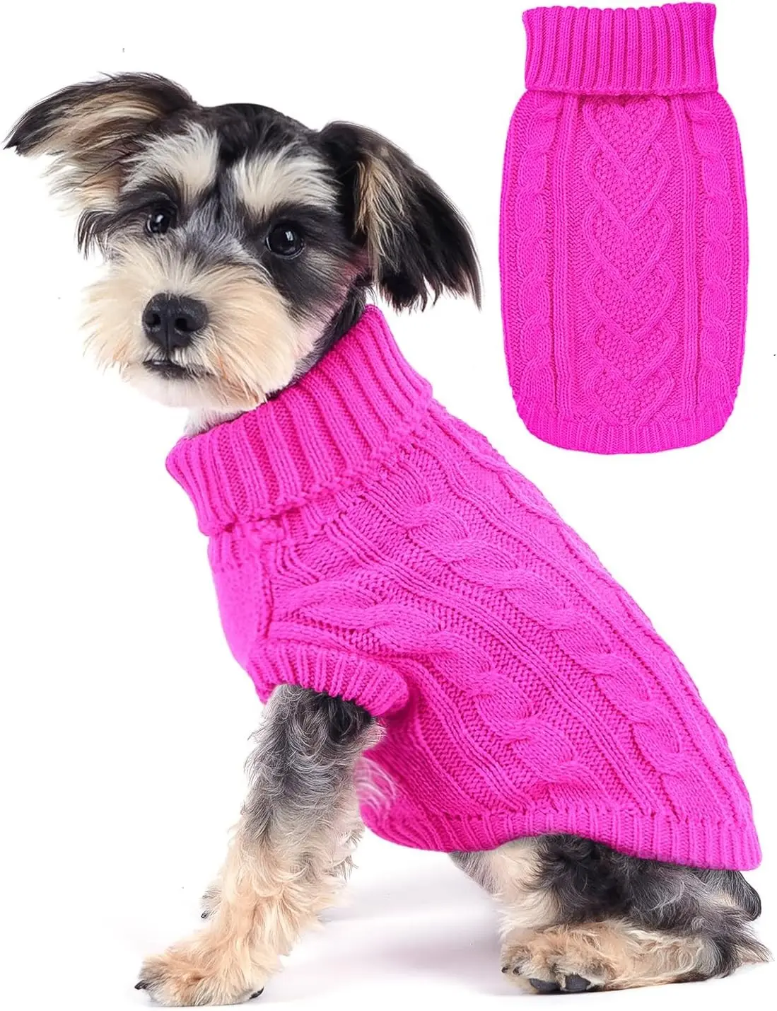 Dog Sweaters for Small Dogs Knit Small Dog Sweater Warm Winter Dog Clothes Girl Turtleneck Puppy Sweater Sleeveless Chihuahua Clothes for Cold Weather Solid Stretchy Pet Cat Outfit (Rose, S)