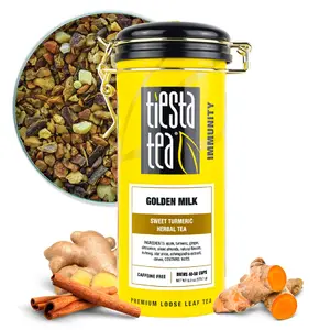 Tiesta Tea | Golden Milk | Sweet Turmeric Herbal Brew | Loose Leaf Blend | Non-Caffeinated Herbal Blend | Make Hot or Iced Fruit Beverage