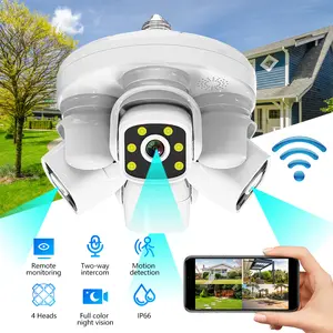 1080P Outdoor WiFi Security Camera with 4 Lenses, 360° PTZ, Color Night Vision, Auto Tracking, Motion Alerts, IP66 Waterproof, 2-Way Audio, Cloud/TF Storage