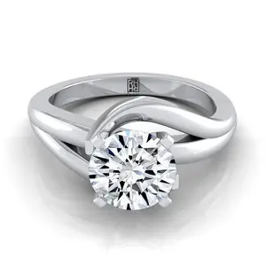 Asymmetrical Bypass Twist Solitaire Engagement Ring Setting in Platinum